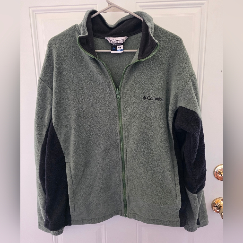Columbia Green and Black Fleece Jacket Men's Size Large
